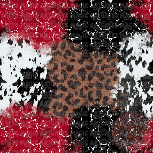 Red Black And White Cheetah Cow Marble Stone Mashup Seamless File