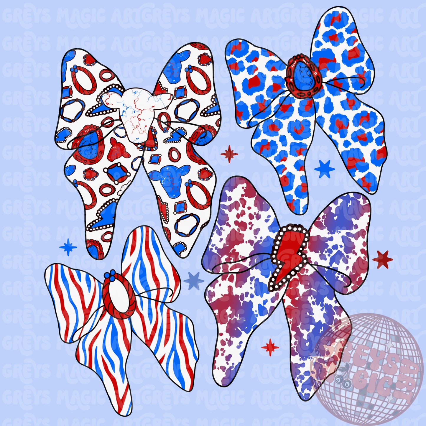 Fourth Of July Western Bows PNG