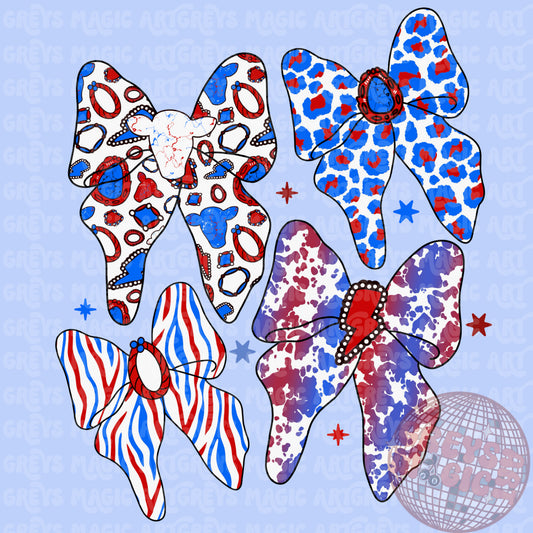 Fourth Of July Western Bows PNG