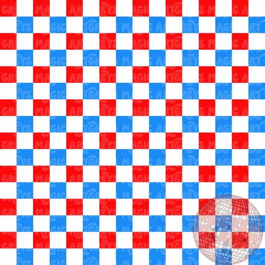 Red & Blue Checkered Seamless File Coord