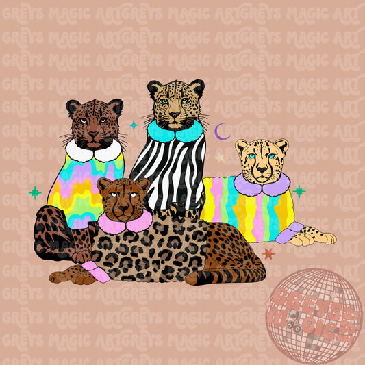 Groovy Retro Cheetahs PNG