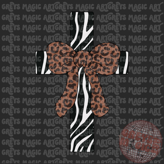 Zebra Cross Cheetah Bow PNG
