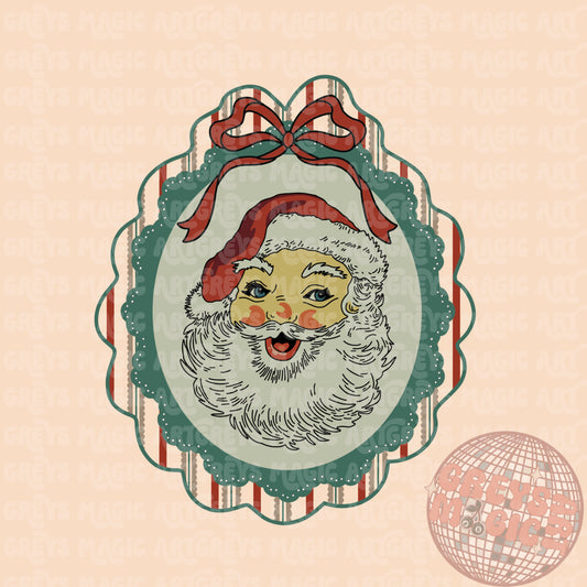 Vintage Santa Bow Mirror PNG