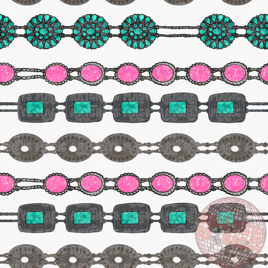 Pink And Teal Concho Belts Seamless File