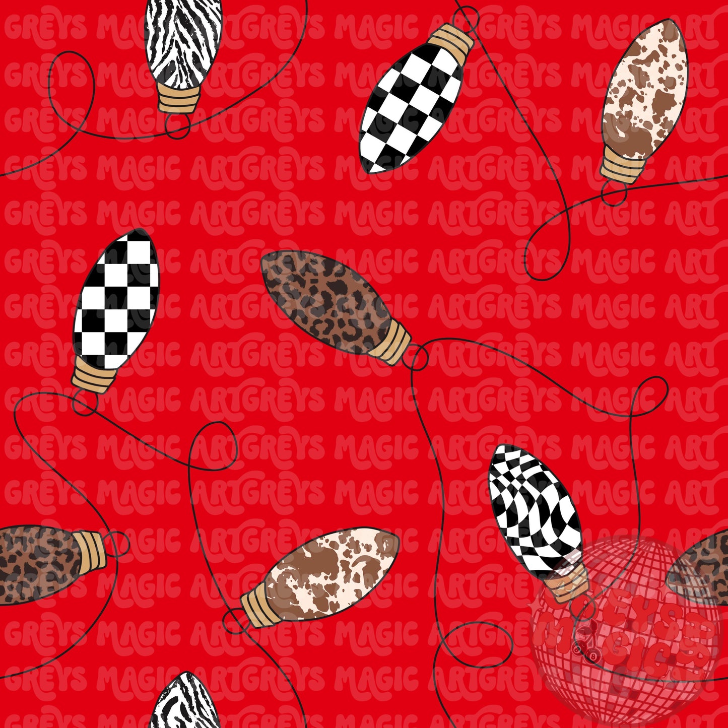 Animal Print Christmas Lights Seamless File