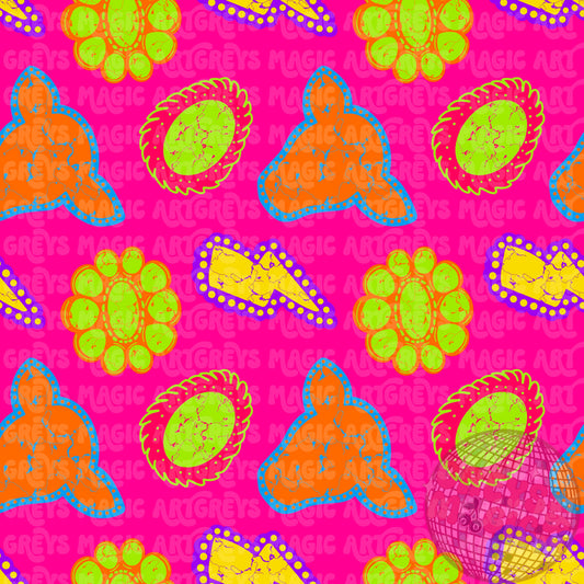 Neon Summer Western Conchos Seamless File