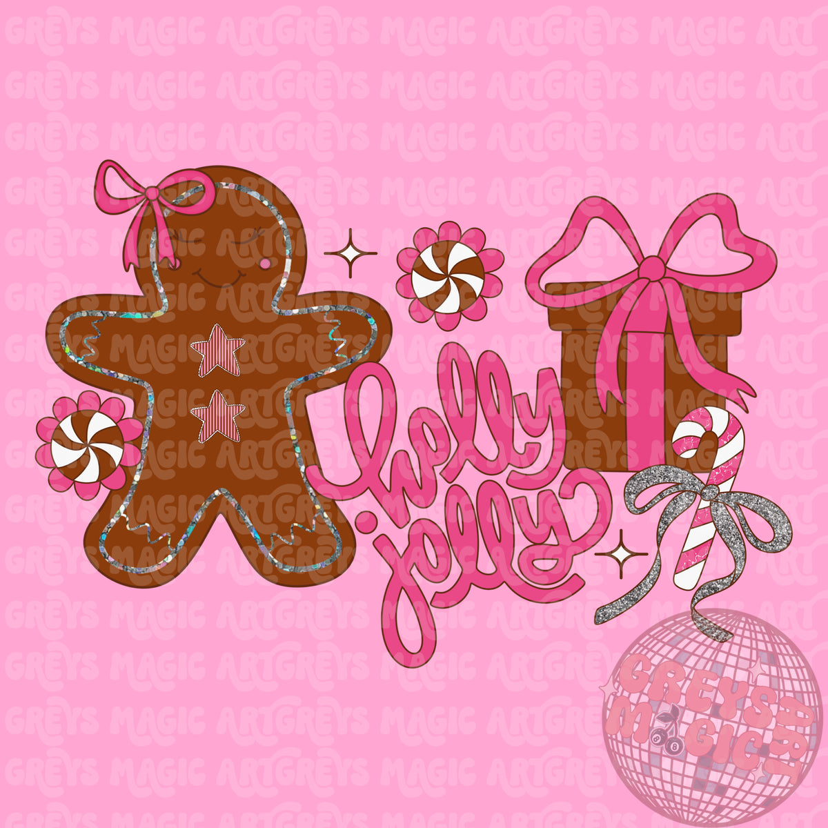 Holly Jolly Gingerbread Girl PNG