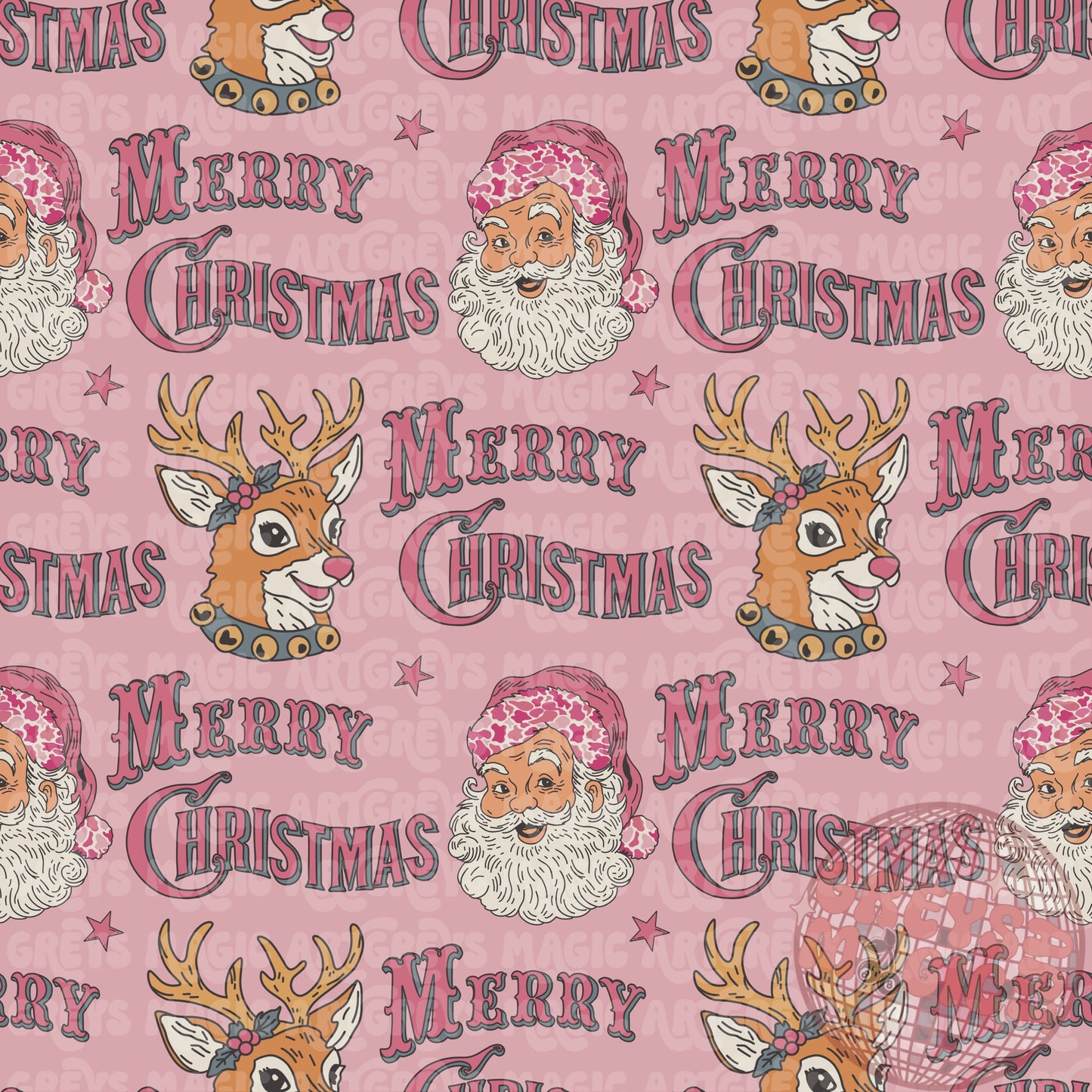 Pink Camo Vintage Merry Christmas Seamless File