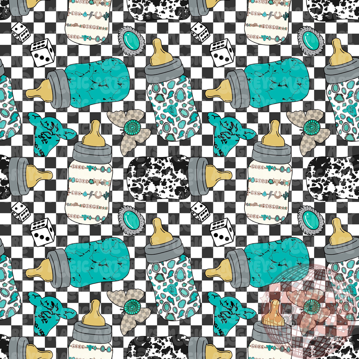 Girl Western Bottles Seamless Files