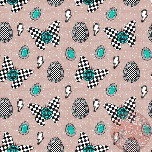 Checkered Butterfly Concho Seamless File