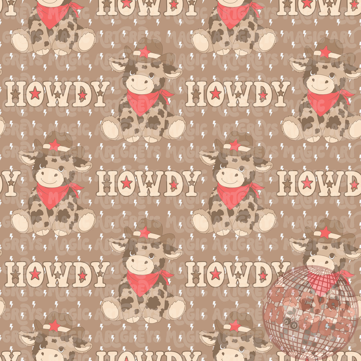 Neutral Howdy Cow Seamless File