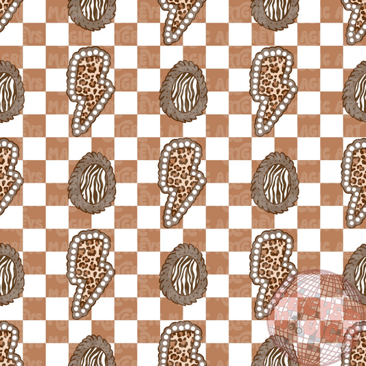 Caramel Checkered Fall Animal Conchos Seamless File