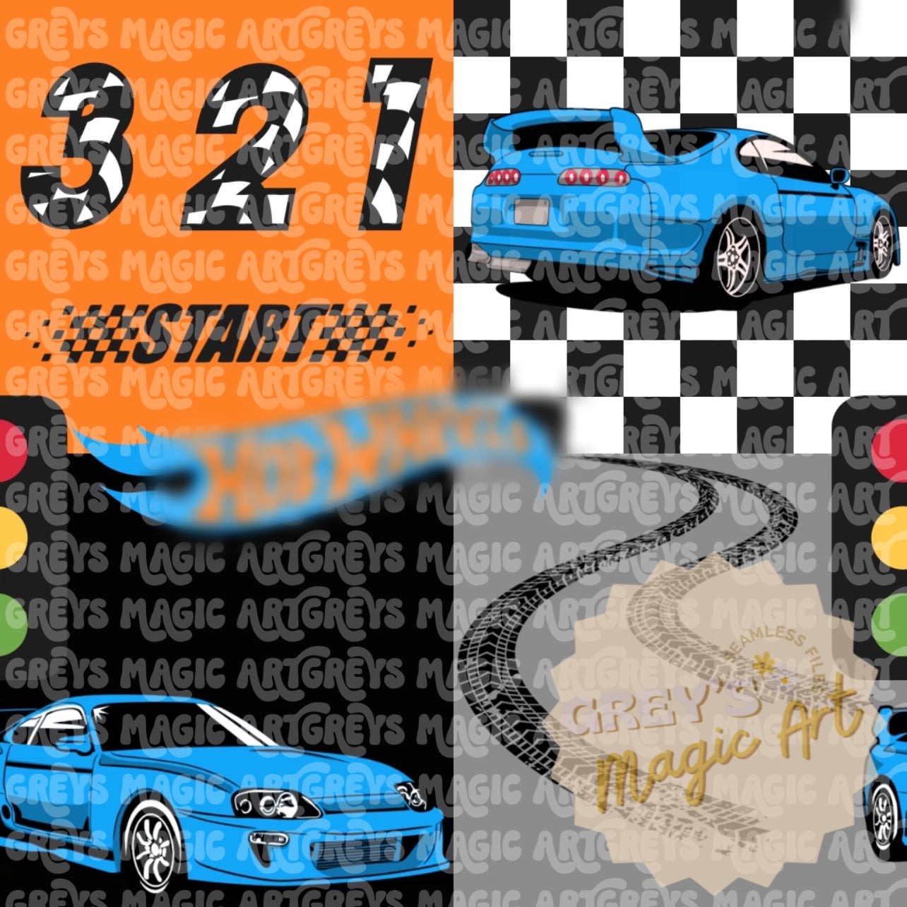 Blue Race Car Seamless File