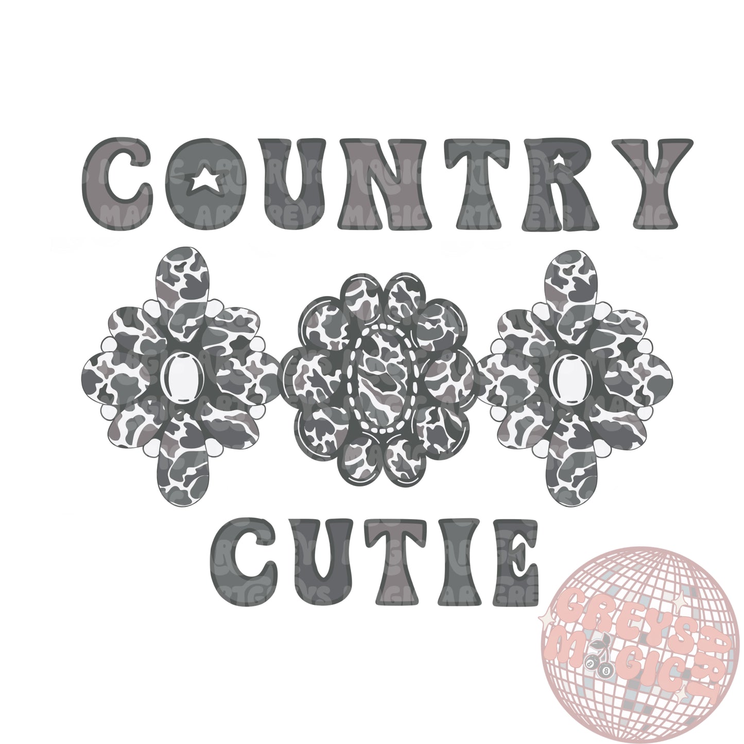 Country Cutie Grey Duck Camo Conchos PNG
