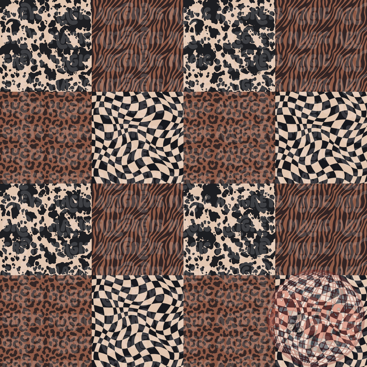 Animal Zebra Cheetah Cowprint Muted Checkered Seamless File