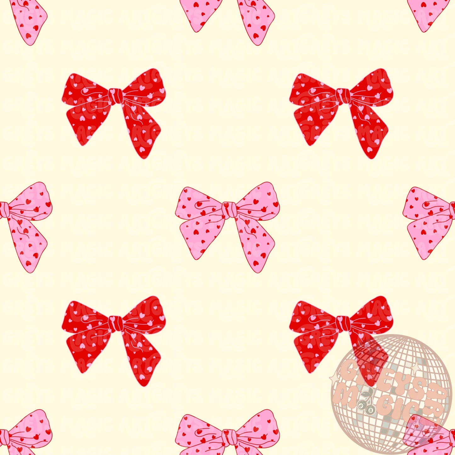 Cream VDay Bows Seamless