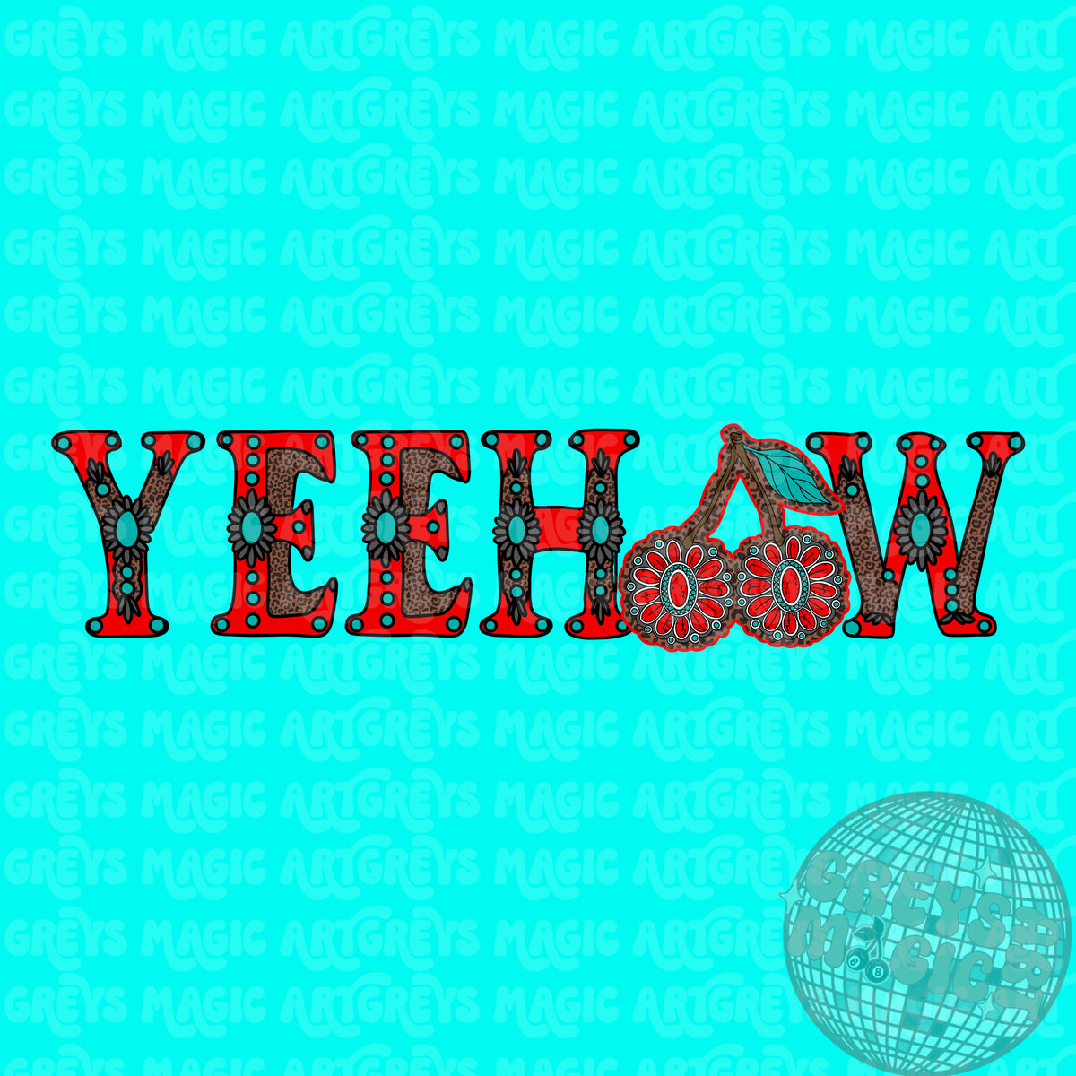 Yeehaw Red Cheetah Conchos PNG