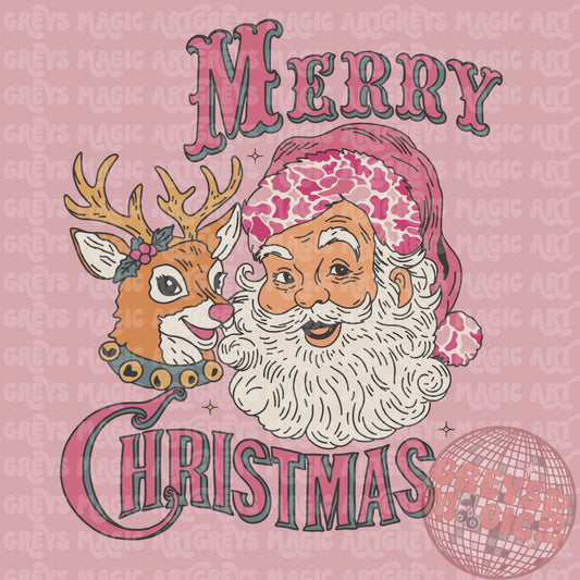Pink Vintage Merry Christmas PNG
