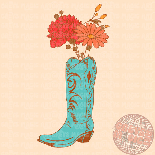Wildflower Cowgirl Boots PNG