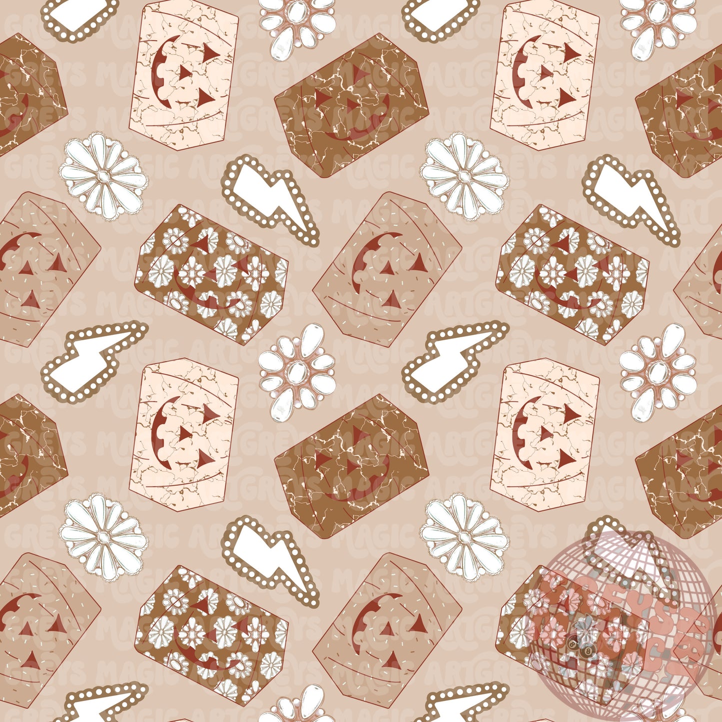 Western Fall Concho Pumpkin Brownie Seamless File