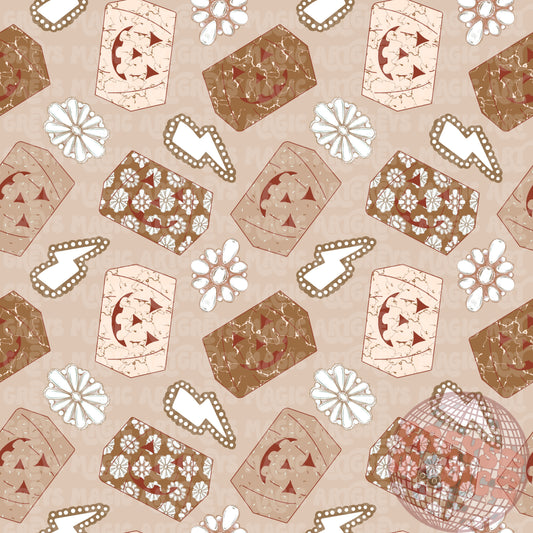 Western Fall Concho Pumpkin Brownie Seamless File
