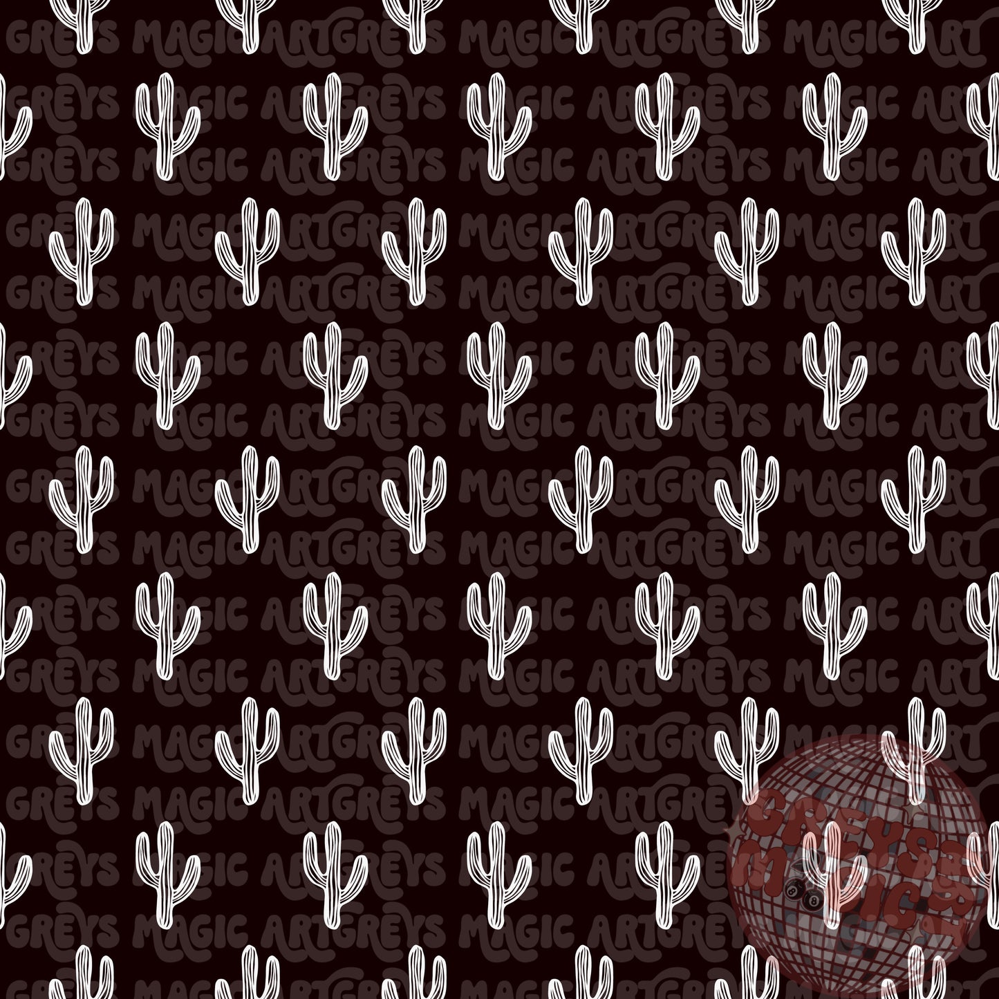Black & White Cactus Seamless File