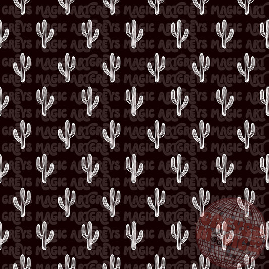 Black & White Cactus Seamless File