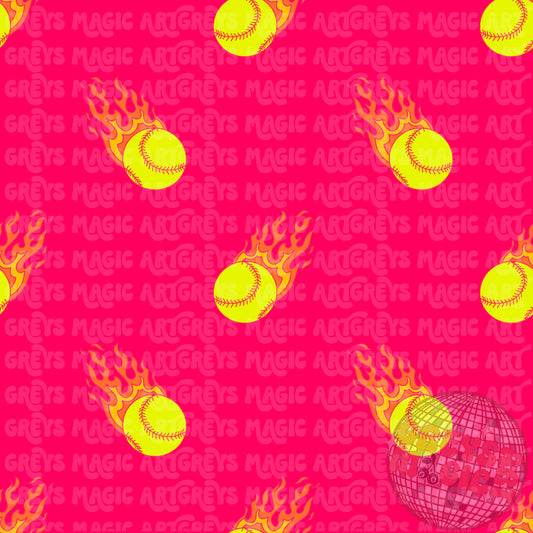 Neon Pink Flame Softballs Seamless File