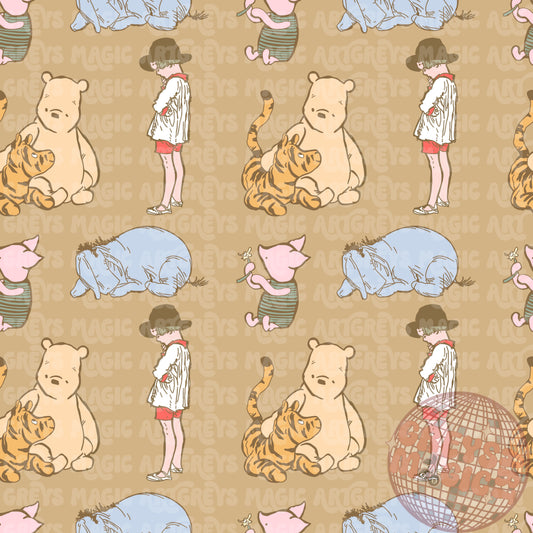 Tan Bear & Friends Seamless File