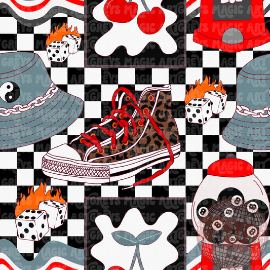 Checkered 8ball Gumball Retro Seamless File