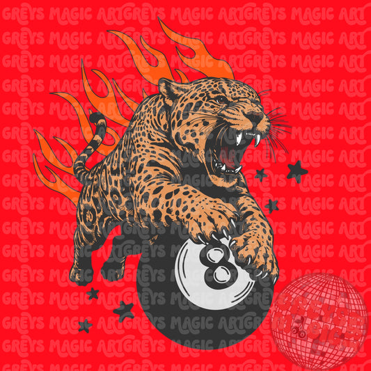 Fire Leopard 8Ball PNG