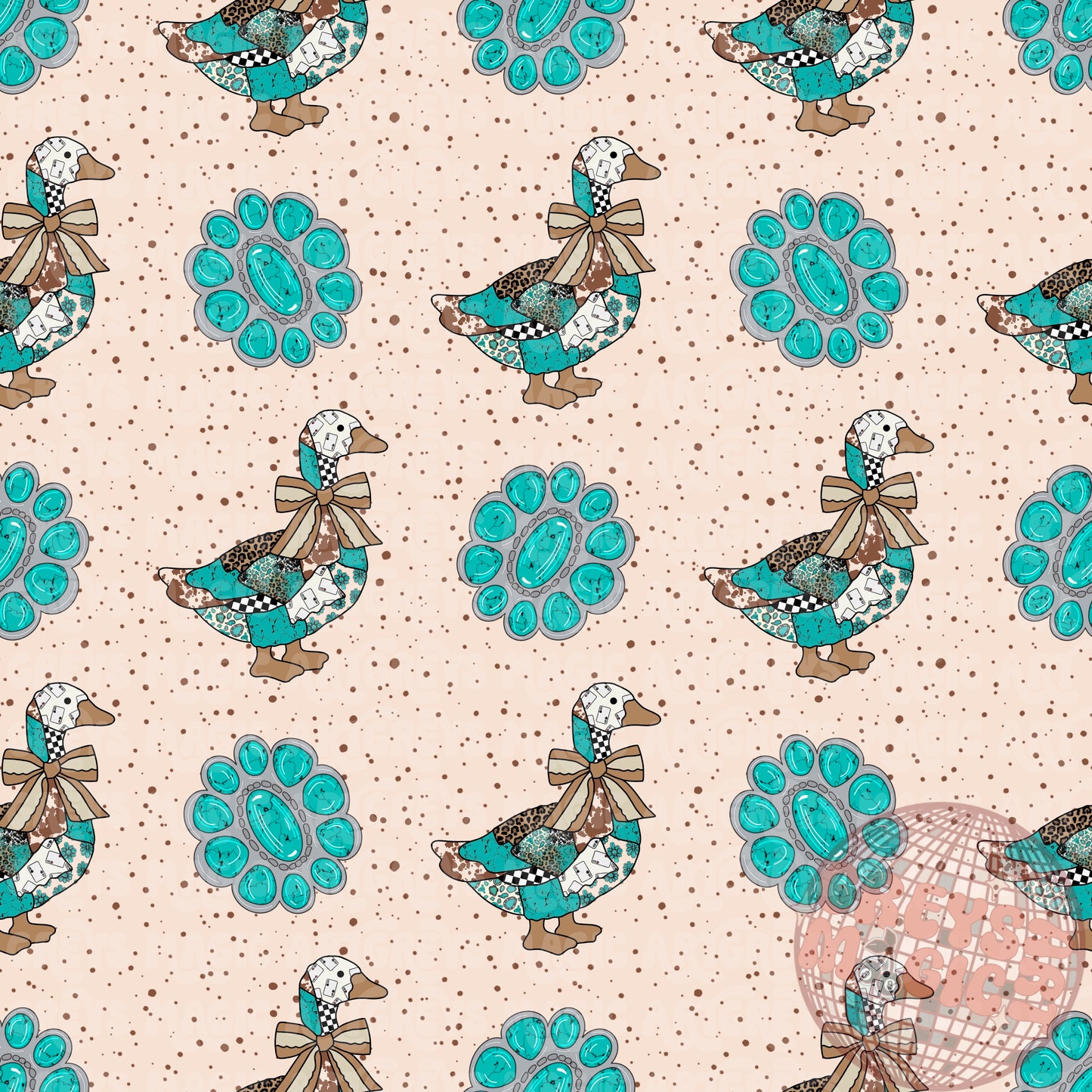 Western Granny Quilted Geese And Conchos Seamless File