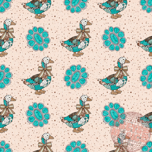 Western Granny Quilted Geese And Conchos Seamless File