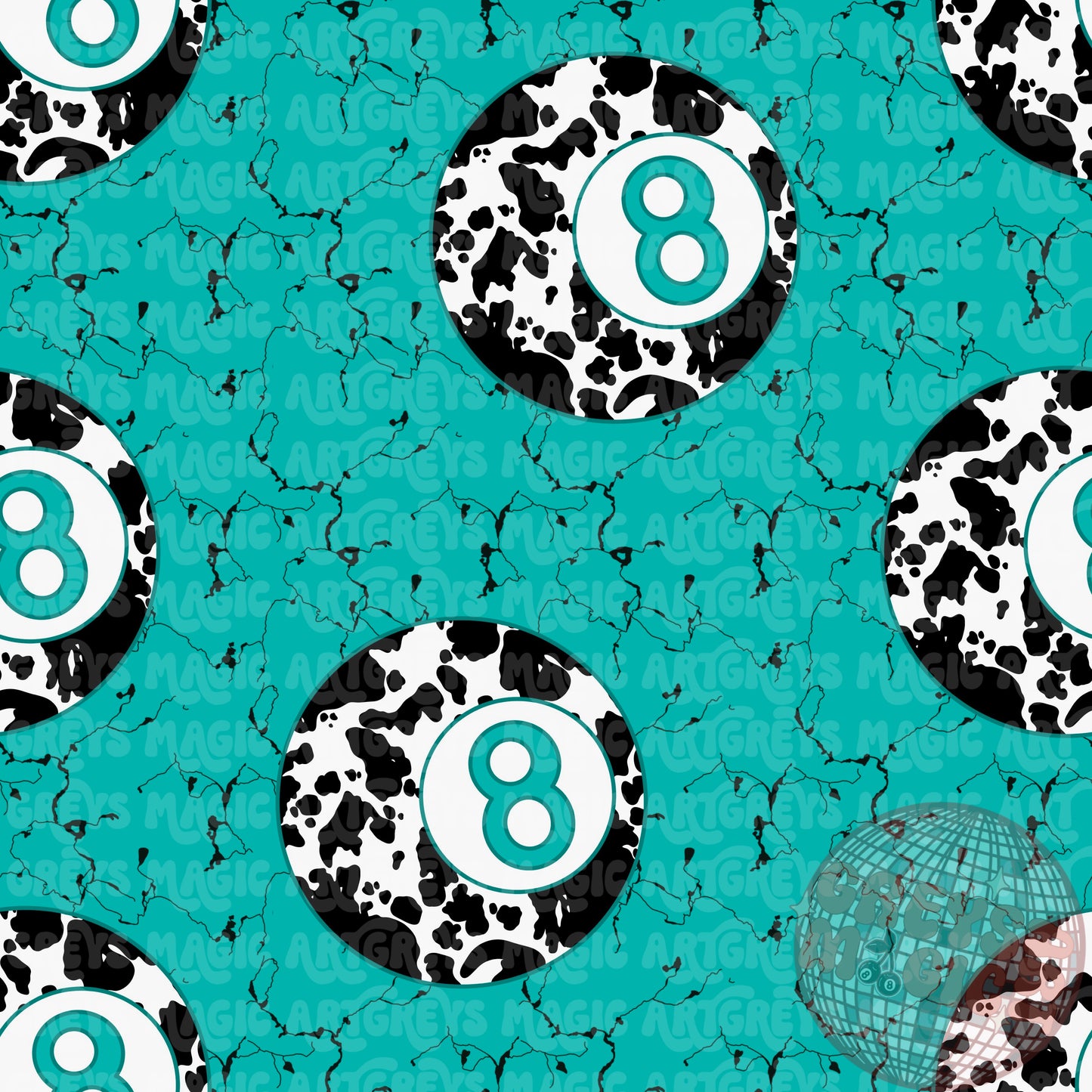 Cowhide Turquoise Stone 8Ball Seamless File