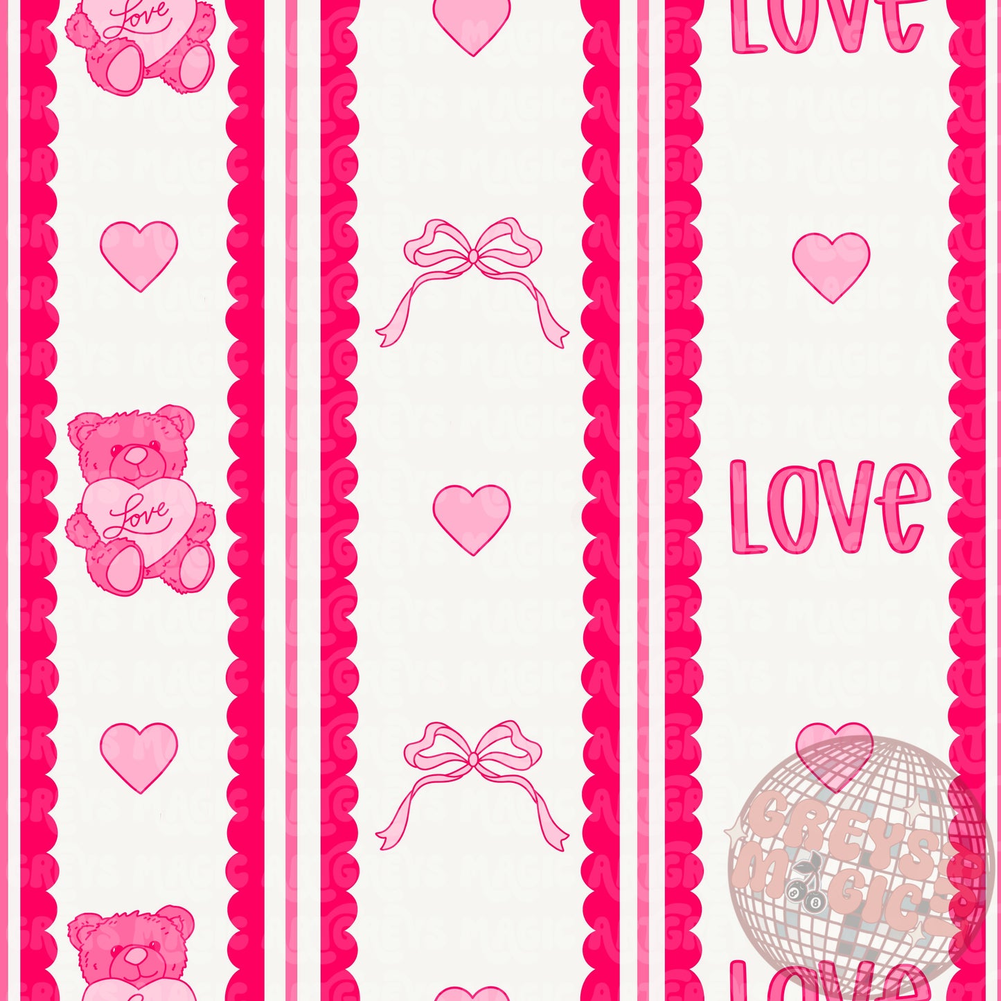 Vday Bear Bow Stripes Seamless File