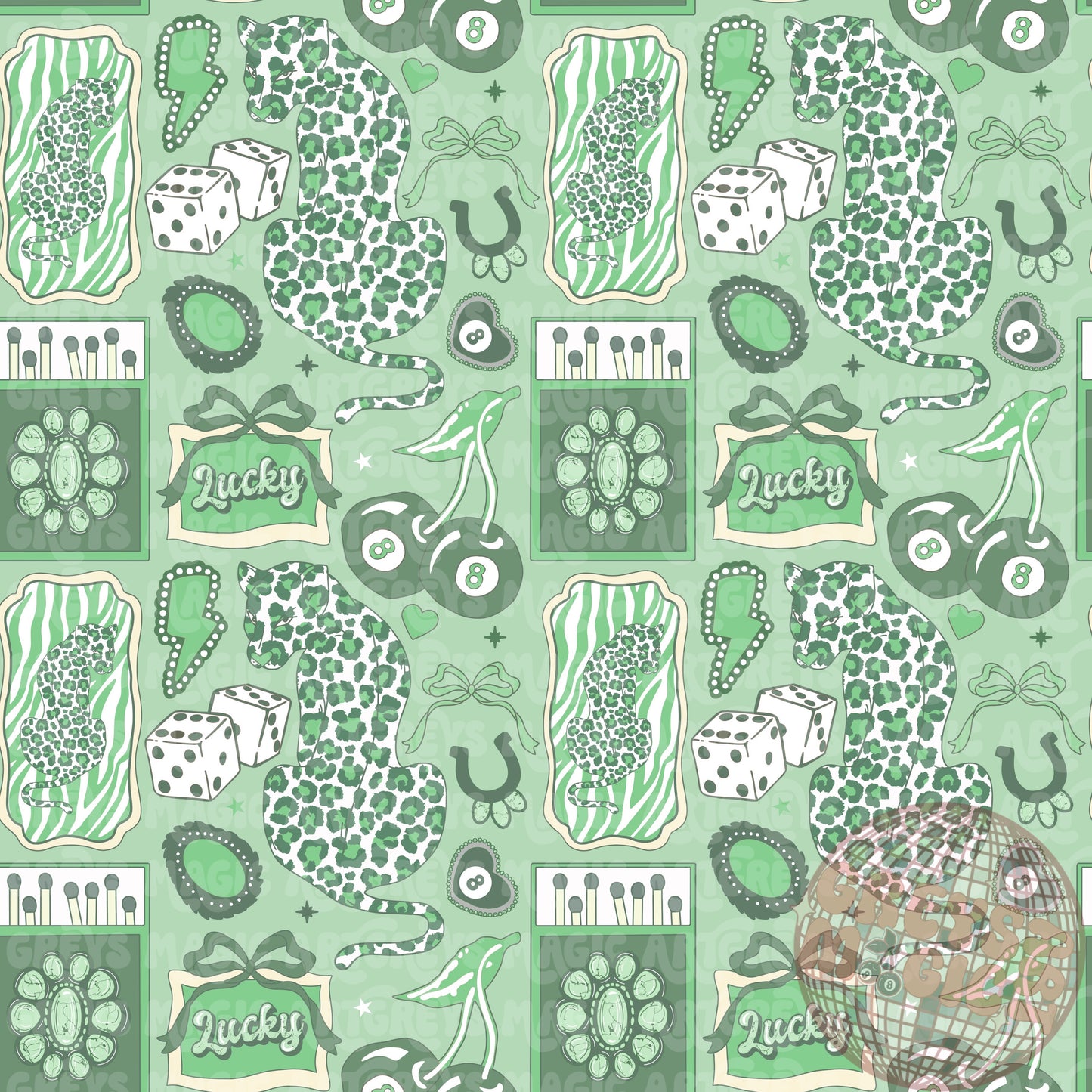 Green Retro Cheetah St. Patty’s Day Seamless File