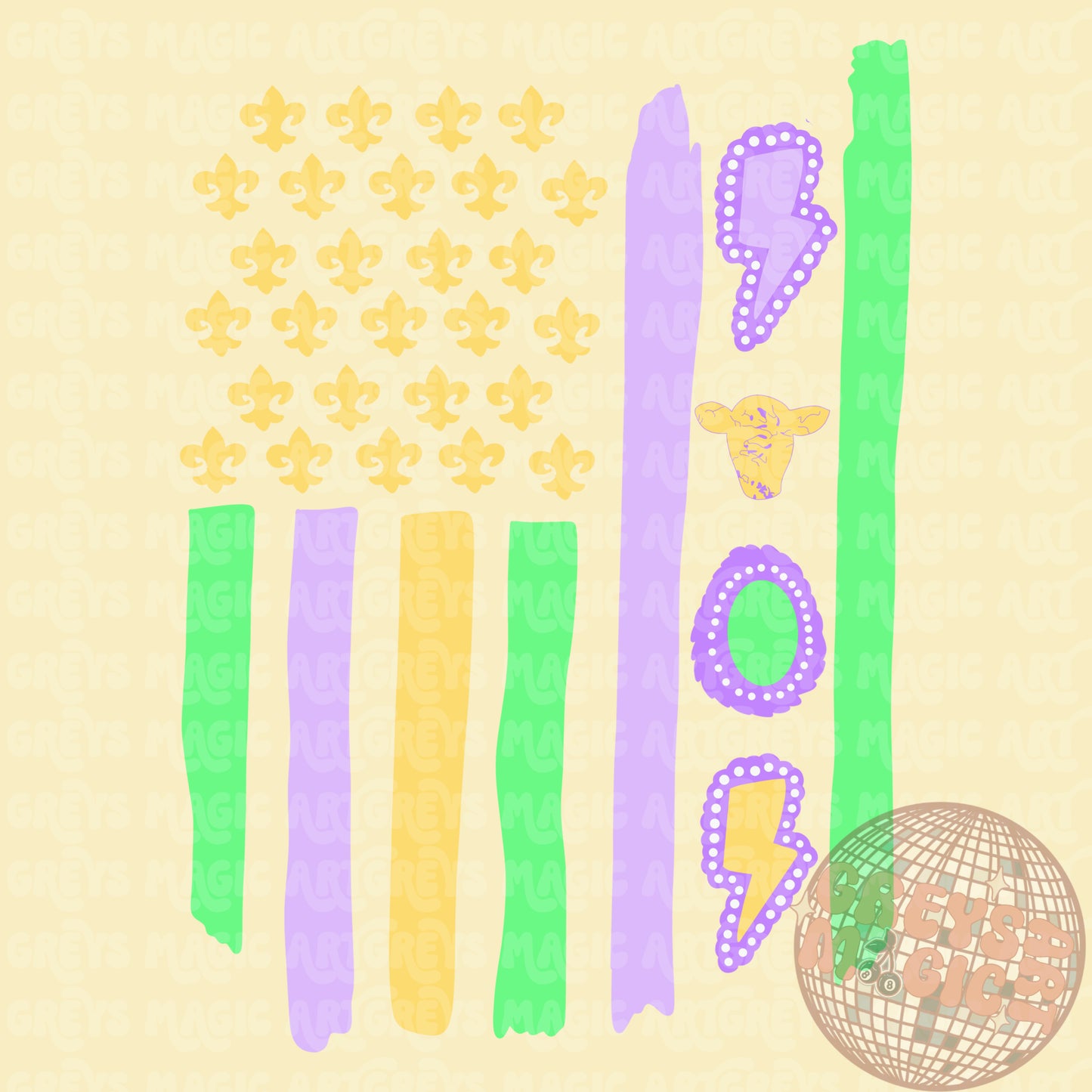 Mardi Gras Concho Flag PNG
