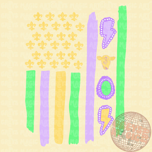 Mardi Gras Concho Flag PNG
