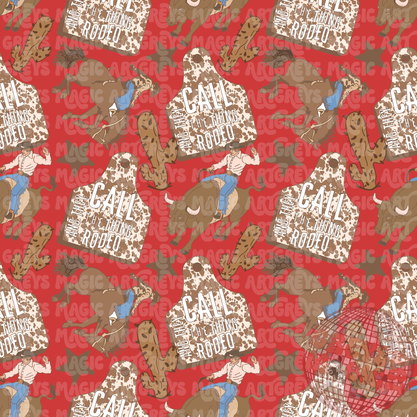 Western Bulls & Broncs Red Seamless File