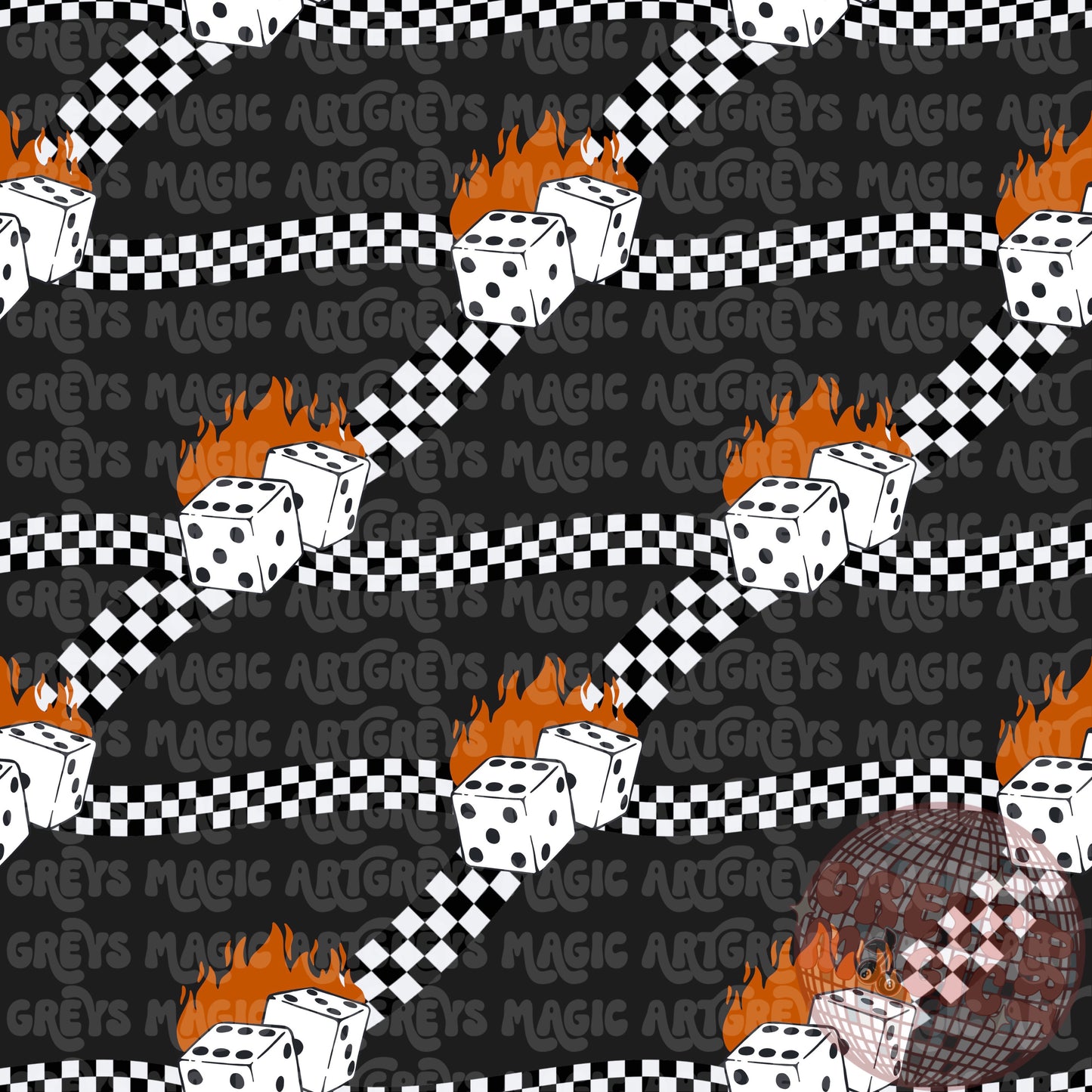 Checkered Flamed Dice Seamless File