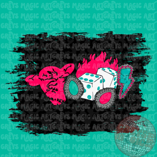 Black Cheetah Neon Western Mash PNG