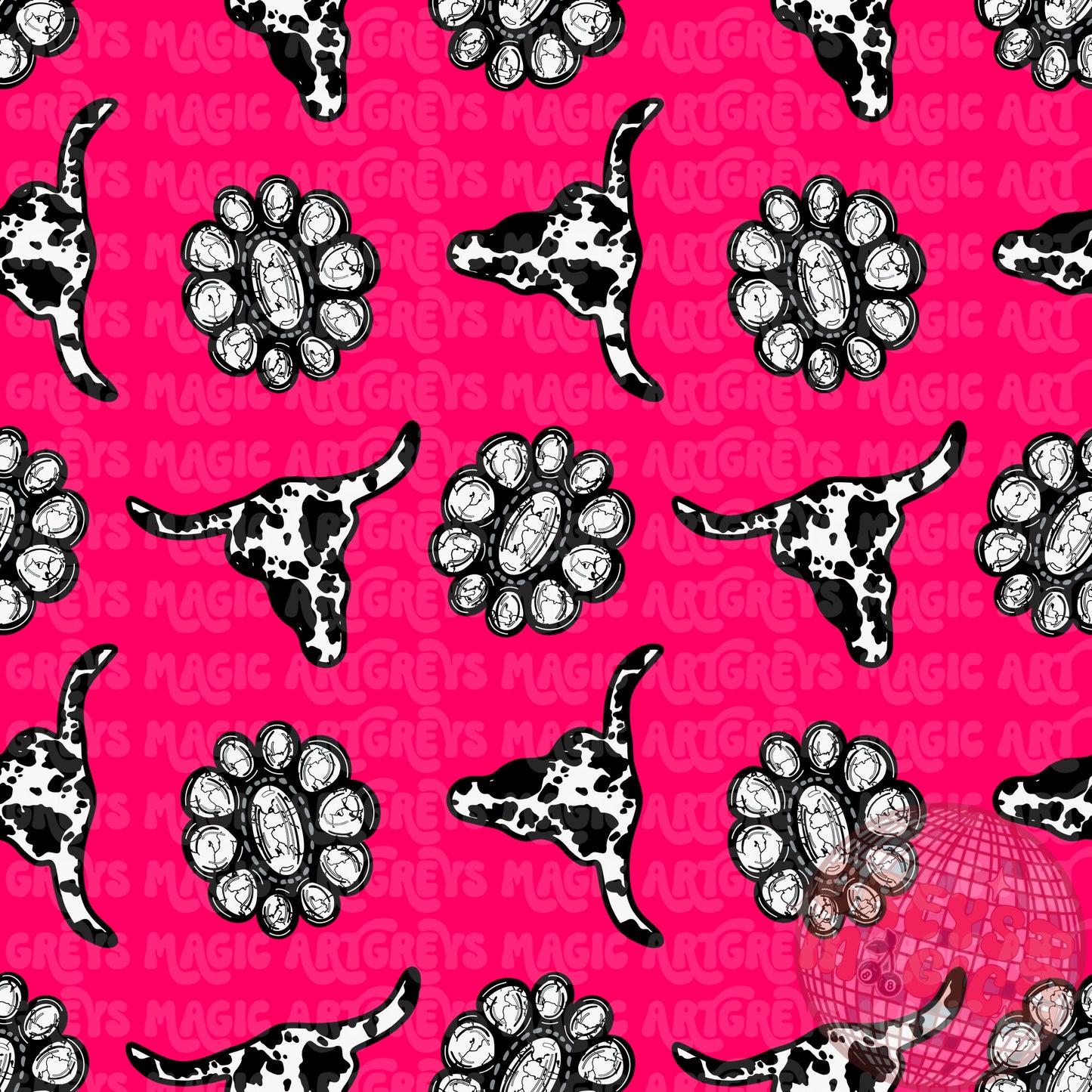 Western Cowprint Concho Hot Pink Seamless File
