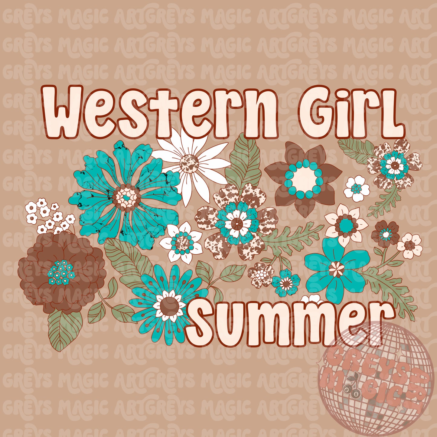 Western Girl Summer Floral PNG