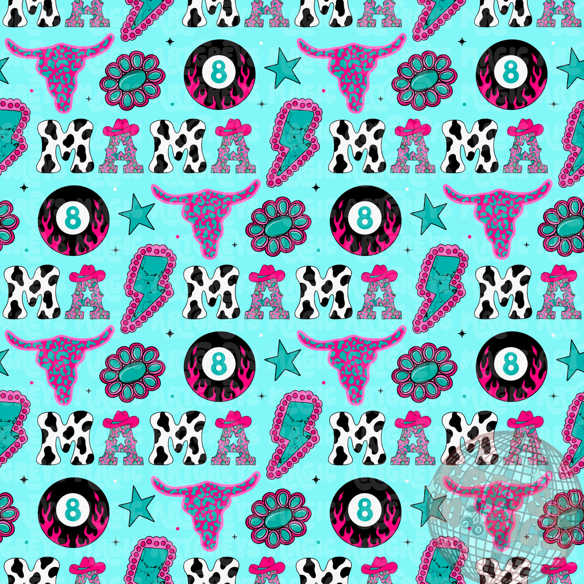 Western Pink And Turquoise Mama Seamless File