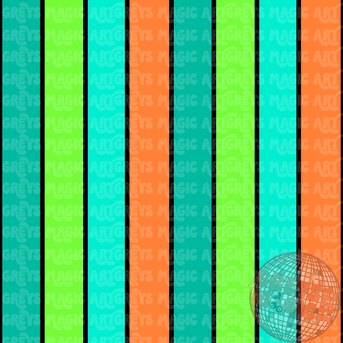 Turquoise Green and Orange Striped Seamless File