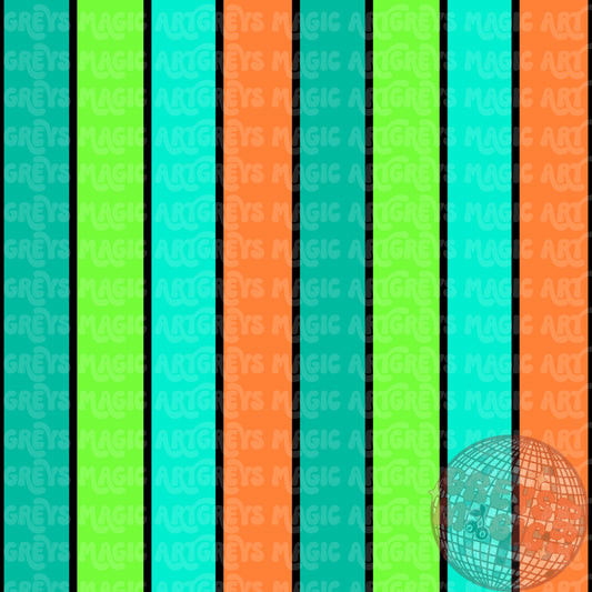 Turquoise Green and Orange Striped Seamless File