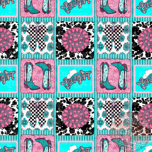 Western Cowgirl Bow Boots Patchwork Seamless File