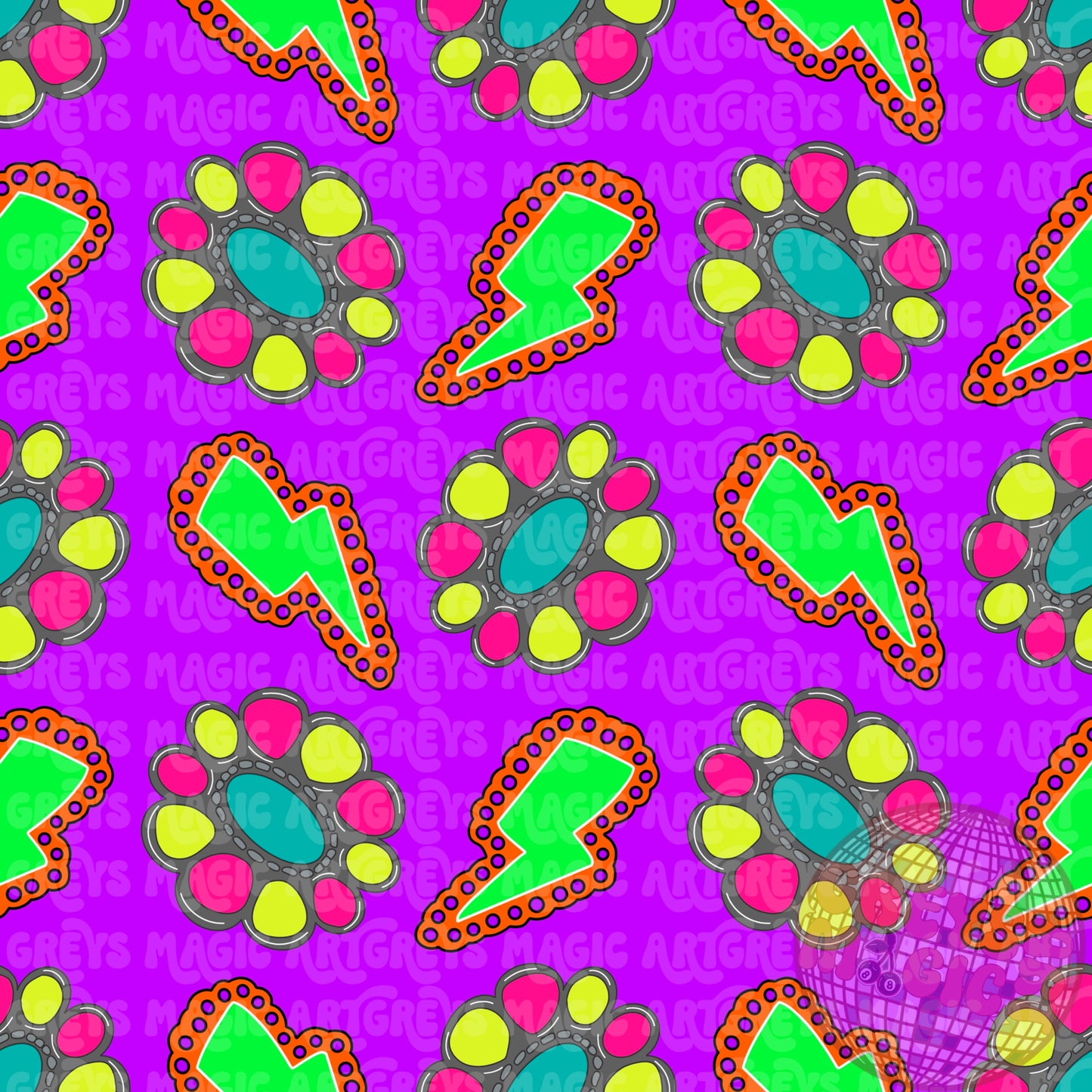 Summer Purple Neon Conchos Seamless File
