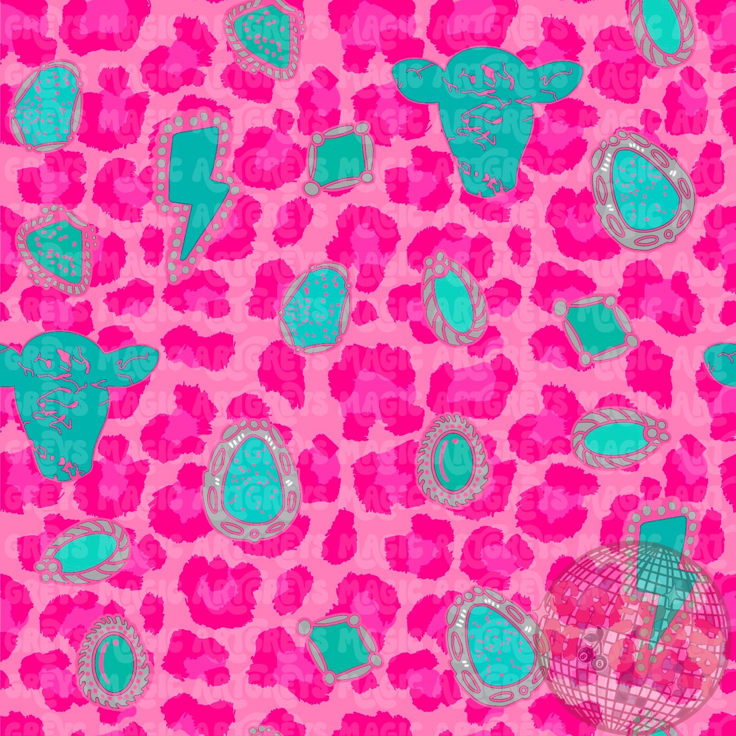 Pink Cheetah Turquoise Stone Seamless File