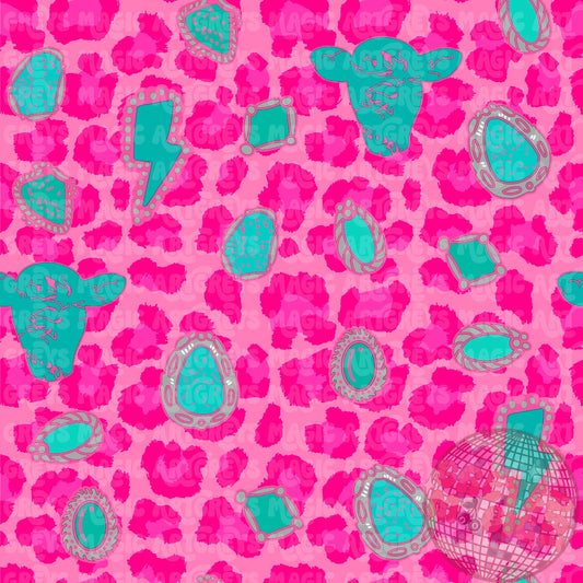 Pink Cheetah Turquoise Stone Seamless File